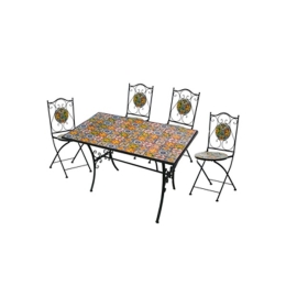 Set Tavolo Maioliche Rettangolare 120x80 Con 4 Sedie Pieghevoli Kos