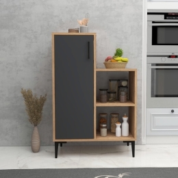 Mobile Cucina Multiuso Con Anta E Vani A Giorno Tea Rovere E Antracite