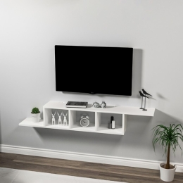 Mobile TV Sospeso 120x22x25 Con Vani A Giorno Morris Bianco