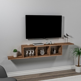 Mobile TV Sospeso 120x22x25 Con Vani A Giorno Morris Noce Chiaro