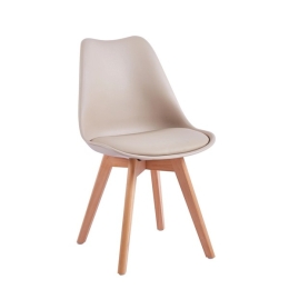 Sedia Nordica Con Gambe In Legno E Cuscino Design Moderno Khaki