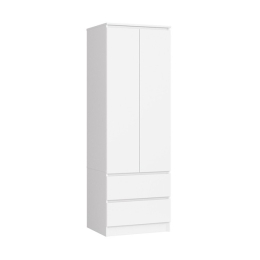 Armadio Guardaroba 2 Ante 2 Cassetti 60x50x180 Artika Bianca