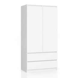 Armadio Guardaroba 2 Ante 2 Cassetti 90x50x180 Artika Bianca
