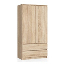 Armadio Guardaroba 2 Ante 2 Cassetti 90x50x180 Artika Rovere Sonoma