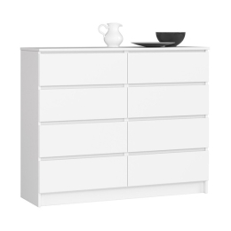 Cassettiera Credenza 120x40x100 Cm 8 Cassetti Artika Bianco Opaco