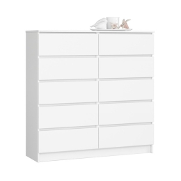 Cassettiera Credenza 120x40x120 Cm 10 Cassetti Artika Bianco Opaco