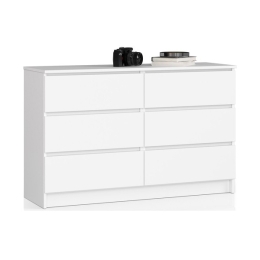 Cassettiera Credenza 120x40x77 Cm 6 Cassetti Artika Bianco Opaco