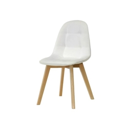 Sedia Nordica Con Gambe In Legno Bianca Trapuntata Design Moderno