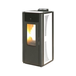 Termostufa a pellet con ventilazione frontale 14.8 kW King 14 Idro bianca