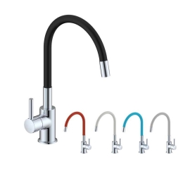 Miscelatore lavello canna alta flessibile e girevole Snake nero/cromo