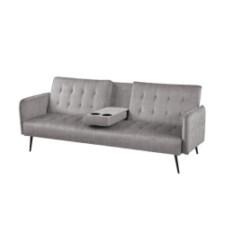 Divano Letto 3 Posti 196x81x79 Con Portabicchieri Modern Grigio Chiaro