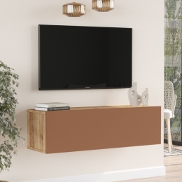 Mobile TV Sospeso 100x32x30 Rosso E Rovere Con Vano Frame