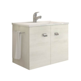 Mobile bagno sospeso 60 cm con lavabo e portasalviette rovere bianco - Erika 99029