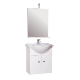 Mobile bagno sospeso 60 cm con lavabo e specchio laccato bianco - Emma 83162