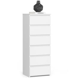 Cassettiera Moderna 40x35x109 Cm 6 Cassetti Bianco Opaco Artika