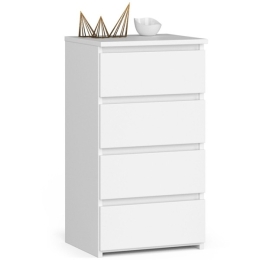 Cassettiera Moderna 40x35x74 Cm 4 Cassetti Bianco Opaco Artika