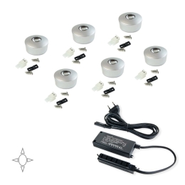 Set 6 luci LED Ø 29,5 mm per interni di armadio luce bianca naturale