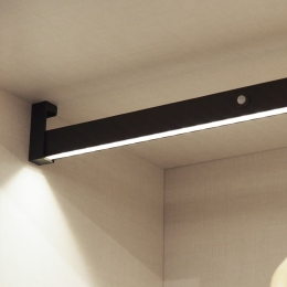 Barra appendiabiti regolabile 708-858 mm luce bianca LED a batteria colore moka