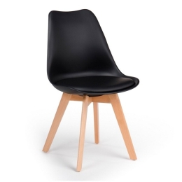 Sedia Nordica Con Gambe In Legno E Cuscino Design Moderno Nera