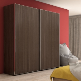 Sistema scorrevole per armadio con chiusura soft e profili in alluminio