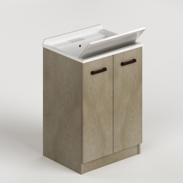 Lavatoio A 2 Ante 61x50 In Legno Nobilitato Colore Argilla Moderno