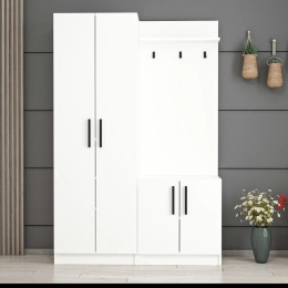 Armadio Ingresso 120x37x180 Con Ganci Appendiabiti Dante Bianco