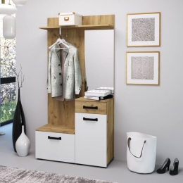 Mobile Ingresso 104x32x190 Bianco E Rovere Mosso MO6