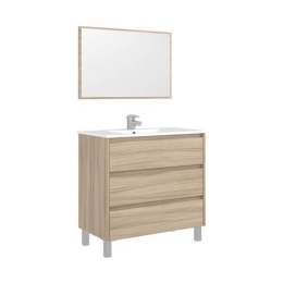 Mobile bagno 80 cm con lavabo e specchio natur - Dakota 99568