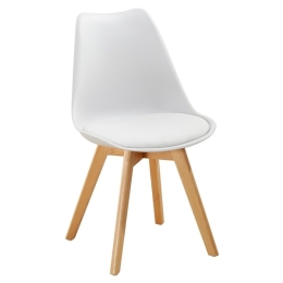 Sedia Nordica Con Gambe In Legno Bianca E Cuscino Design Moderno