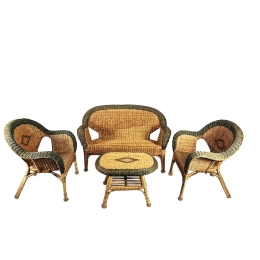 Salotto Da Esterni In Rattan con divano, poltrone e tavolo Pasha
