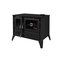 Cucina A Legna In Acciaio E Ghisa 9 kW Lisa Nera Ecodesign 4 Stelle
