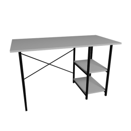 Scrivania Stile Industrial 120x60x72 Con Ripiani Laterali Adam Bianca