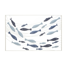 Pannello decorativo da parete design pesci 96,5X1,5X61 cm multicolor