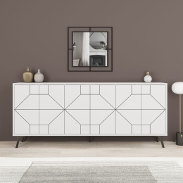 Madia Moderna 6 Ante 183 Cm Design Geometrico Dune Bianca