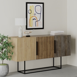 Madia Moderna 3 Ante 150 Cm Tricolore Rovere Noce Dark Coffee Tontini