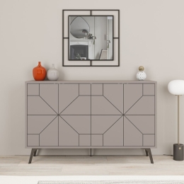 Madia Moderna 6 Ante 123 Cm Design Geometrico Dune Tortora