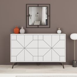Madia Moderna 4 Ante 123 Cm Design Geometrico Dune Bianca