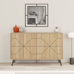 Madia Moderna 4 Ante 123 Cm Design Geometrico Dune Rovere