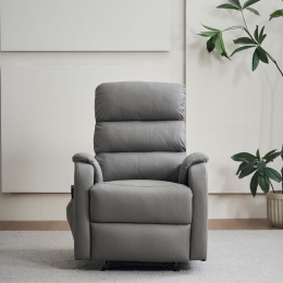 Poltrona Relax Massaggiante Reclinabile In Nabuk Grigio Chiaro Futura