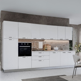 Cucina Lineare 360 Cm Con Elettrodomestici Bianco Lucido Petunia