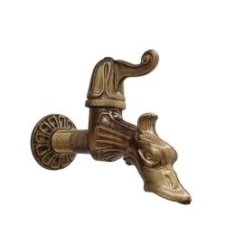 Rubinetto draghetto artistico in ottone antichizzato con adattatore portagomma