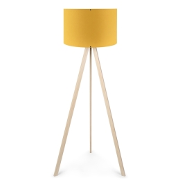 Lampada Treppiede Da Terra 38x140 Cm Design Moderno 60W Crema E Giallo