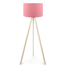Lampada Treppiede Da Terra 38x140 Cm Design Moderno 60W Rovere E Rosa