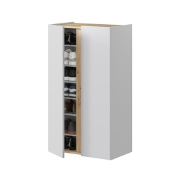 Scarpiera A 2 Ante E 6 Ripiani 56x35x102 Tempus Bianco e Rovere Nodi