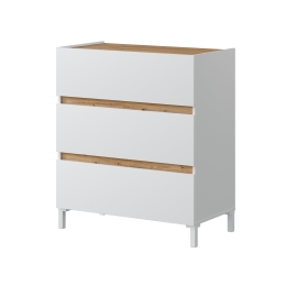Cassettiera 3 Cassetti 80x41x90 Tempus Bianca E Rovere Nodi