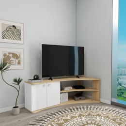 Mobile TV Ad Angolo Design Curvo Con 2 Ante Doris Rovere E Bianco