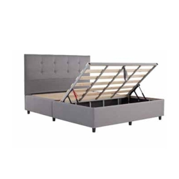 Letto Singolo 90x190 Con Vano Contenitore Tessuto Grigio Chiaro