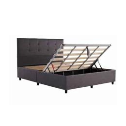 Letto Singolo 90x190 Con Vano Contenitore Tessuto Grigio Scuro