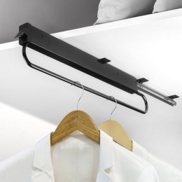 Appendiabiti nero estraibile in alluminio da 80 cm per armadi