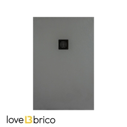 Piatto doccia FLAT 80x100 cm grigio chiaro effetto pietra in mineralmarmo con griglia e piletta sifonata Jonathan